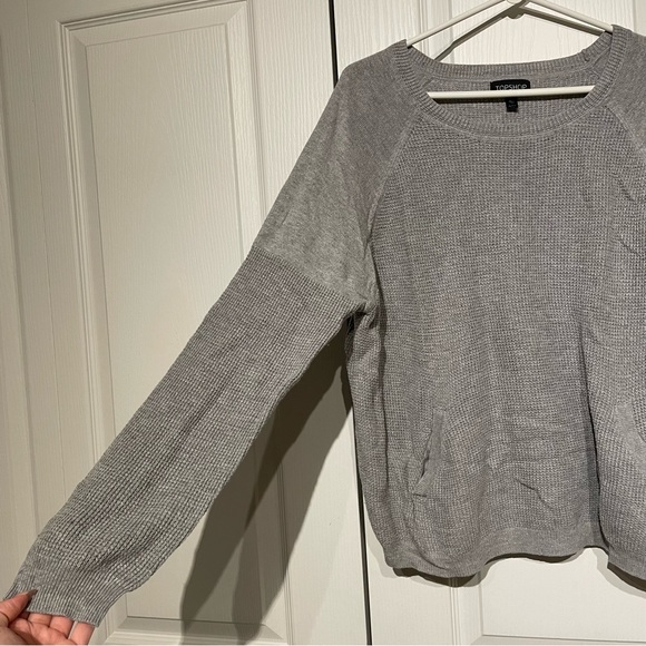 Topshop lightweight casual grey sweater with pockets size 10 - Picture 4 of 5